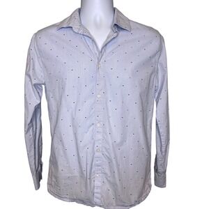Nukutavake‎ Boys Blue White Micro Stripe Button Down Shirt Sz 16 Preppy Nautical
